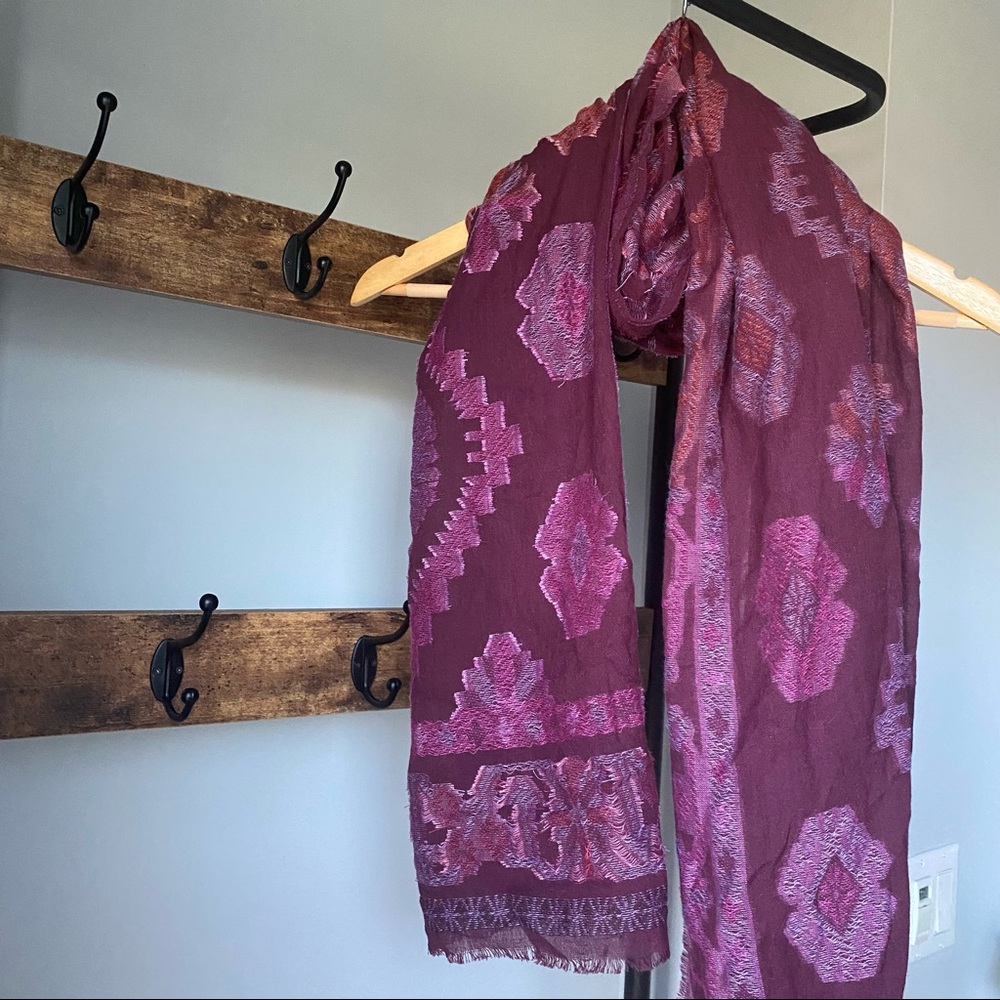INC International Concepts Lightweight geometric patterns scarf in Merlot